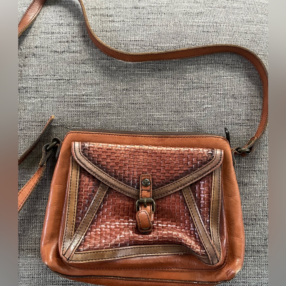 Patricia Nash Avellino Basketweave Leather Crossbody Bag